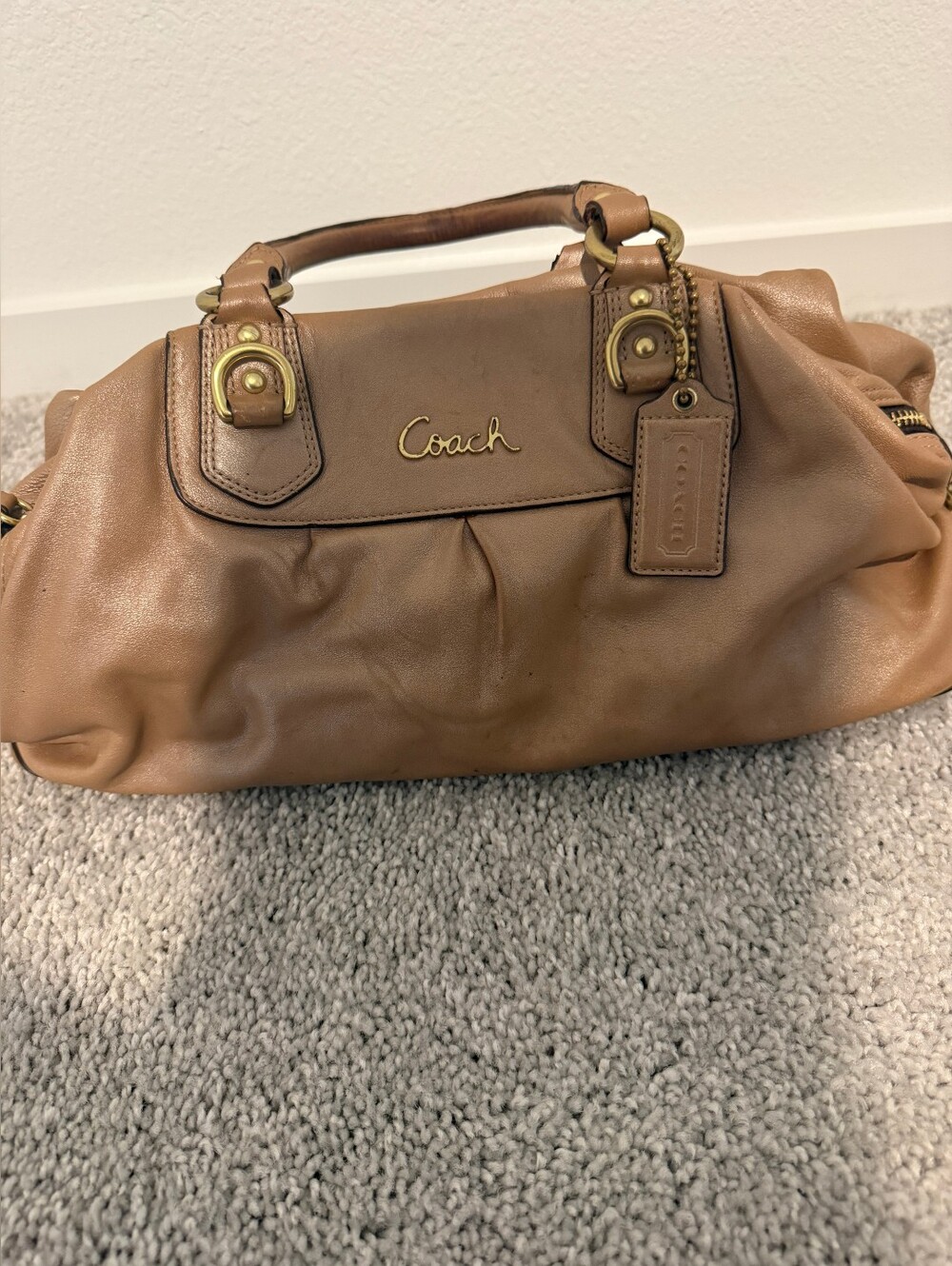 Coach Brown Leather Satchel with Gold Hardware
